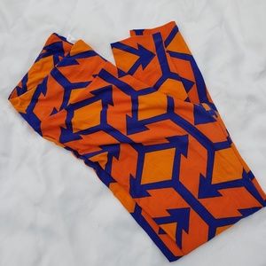 TC Lularoe Leggings- Orange/Royal Blue Arrow